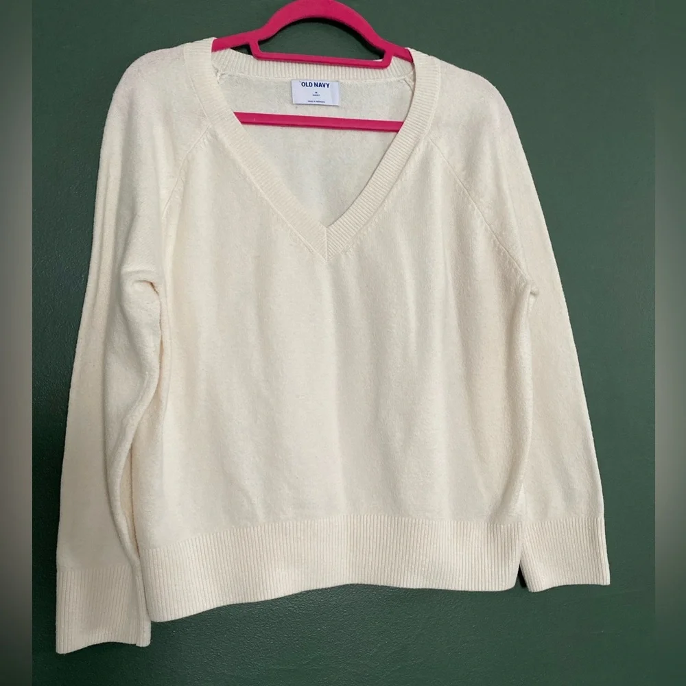 BUNDLE of (3) Old Navy Women's SoSoft V-Neck Sweaters Cream SeaGlass Black Med - Picture 2 of 16